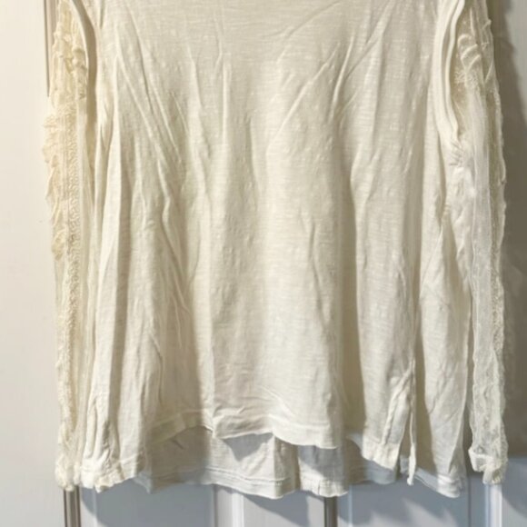Free People Billie Jean Twofer Top Long Sleeve Tee Lace Sleeves Cream Ivory SM - Picture 5 of 13